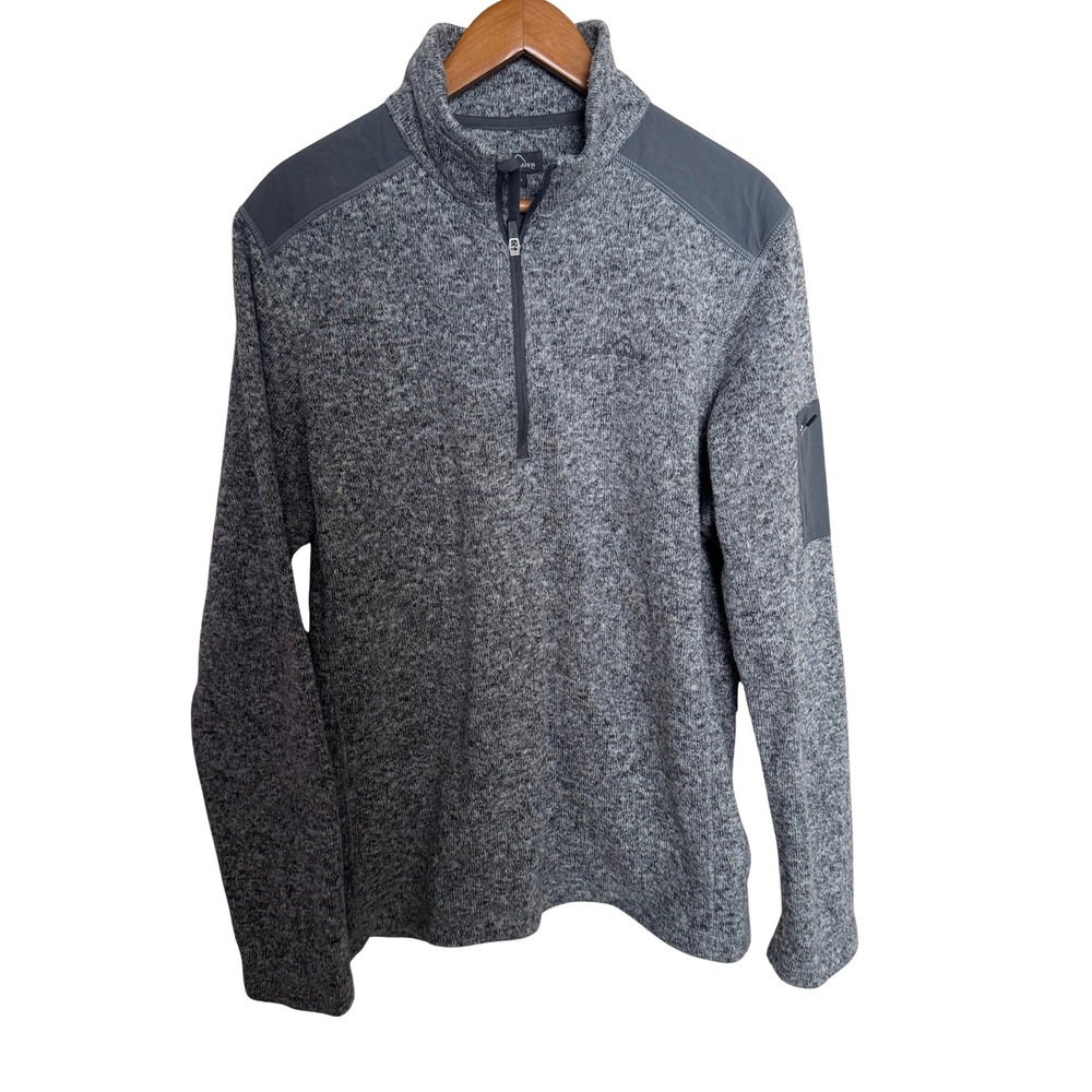 Eddie Bauer Mens Large Cloud Layer 1/4 Zip Fleece Pullover Gray Marled Sweater L